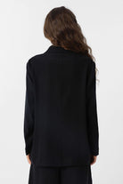 Antioch-Siyah Kruvaze Kadın Blazer Ceket-Blazer Ceket-4-Milagron.com