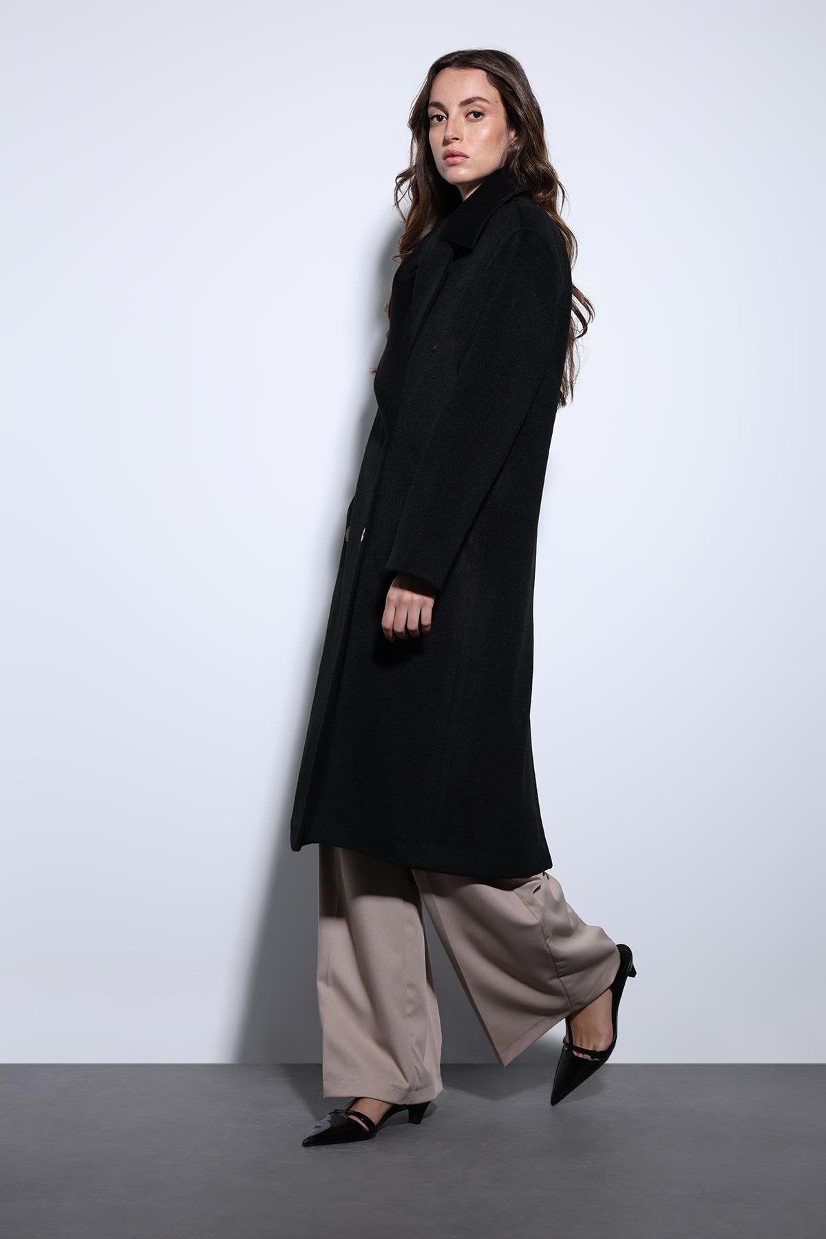 Antioch-Antioch Siyah Kruvaze Kadın Kaban-Kaban-2-Milagron.com