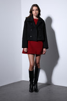 Antioch-Antioch Siyah Kruvaze Kadın Kısa Kaban-Kaban-2-Milagron.com