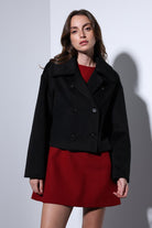 Antioch-Antioch Siyah Kruvaze Kadın Kısa Kaban-Kaban-3-Milagron.com