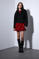 Antioch-Antioch Siyah Kruvaze Kadın Kısa Kaban-Kaban-4-Milagron.com