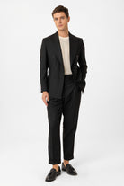 Antioch-Siyah Kruvaze Kapama İtalyan Kesim Erkek Takım-Takım Elbise-1-Milagron.com