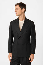 Antioch-Siyah Kruvaze Kapama İtalyan Kesim Erkek Takım-Takım Elbise-2-Milagron.com