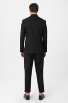 Antioch-Siyah Kruvaze Kapama İtalyan Kesim Yün Karışımlı Çizgili Erkek Teknik Takım-Takım Elbise-8-Milagron.com