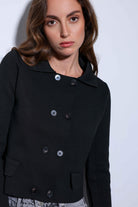 Antioch-Antioch Siyah Kruvaze Kapama Kadın Triko Hırka-Hırka-3-Milagron.com