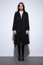 Antioch-Antioch Siyah Kruvaze Kemerli Kadın Trençkot-Trençkot-3-Milagron.com