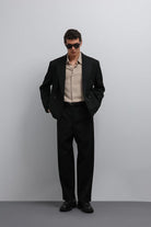 Antioch-Siyah Kruvaze Relax Crop Fit Blazer Ceket-Blazer Ceket-3-Milagron.com