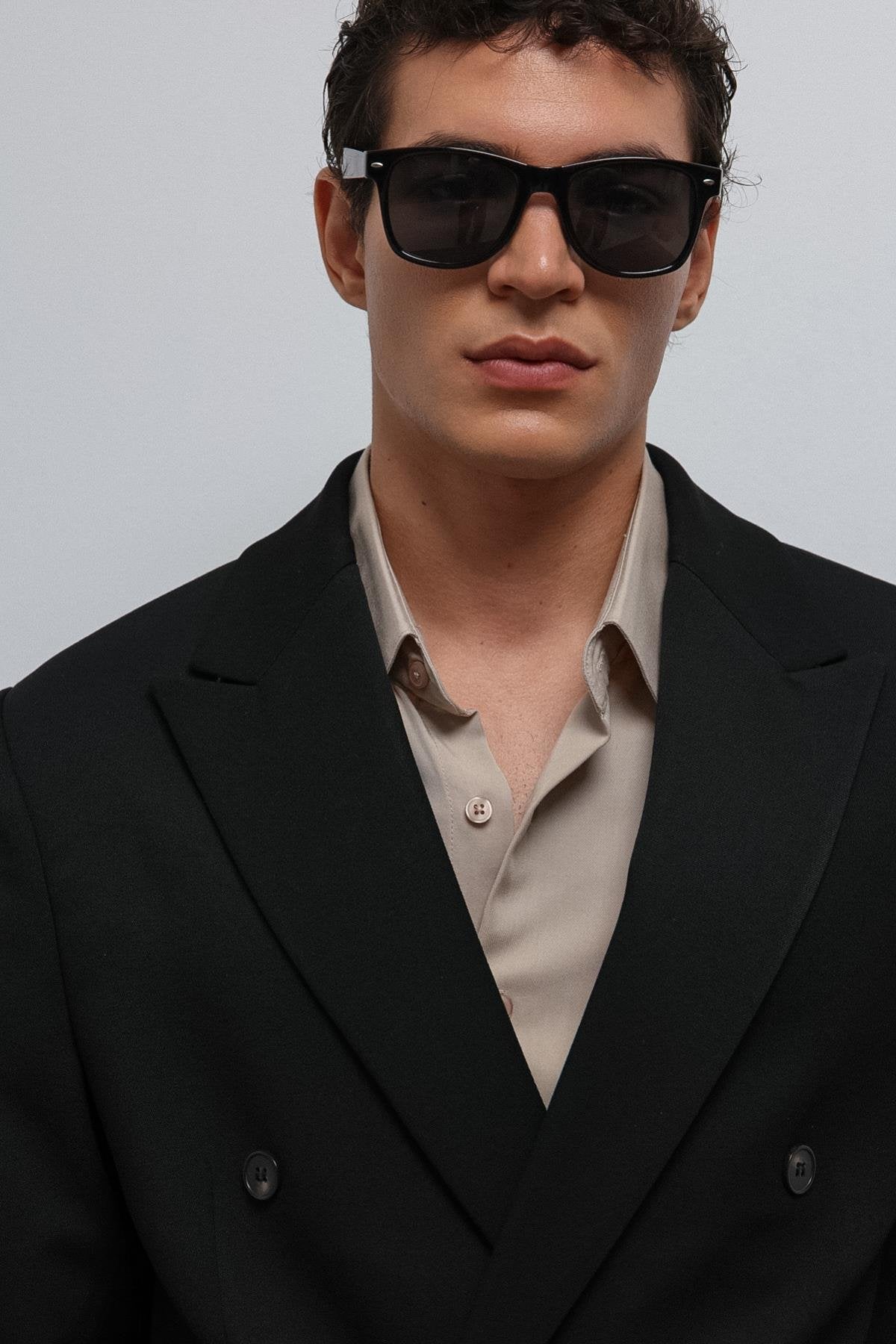 Antioch-Siyah Kruvaze Relax Crop Fit Blazer Ceket-Blazer Ceket-4-Milagron.com