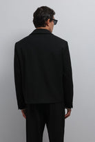 Antioch-Siyah Kruvaze Relax Crop Fit Blazer Ceket-Blazer Ceket-5-Milagron.com