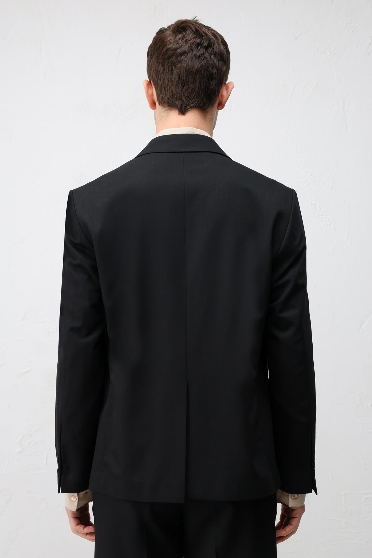 Antioch Siyah Kruvaze Relaxed Fit Erkek Blazer Ceket