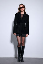 Antioch-Antioch Siyah Kuşak Bağlamalı Süet Kadın Ceket-Ceket-2-Milagron.com