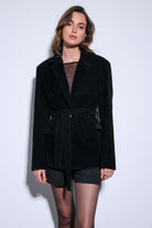 Antioch-Antioch Siyah Kuşak Bağlamalı Süet Kadın Ceket-Ceket-5-Milagron.com