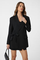 Antioch-Siyah Kuşaklı Kadın Blazer-Blazer Ceket-1-Milagron.com