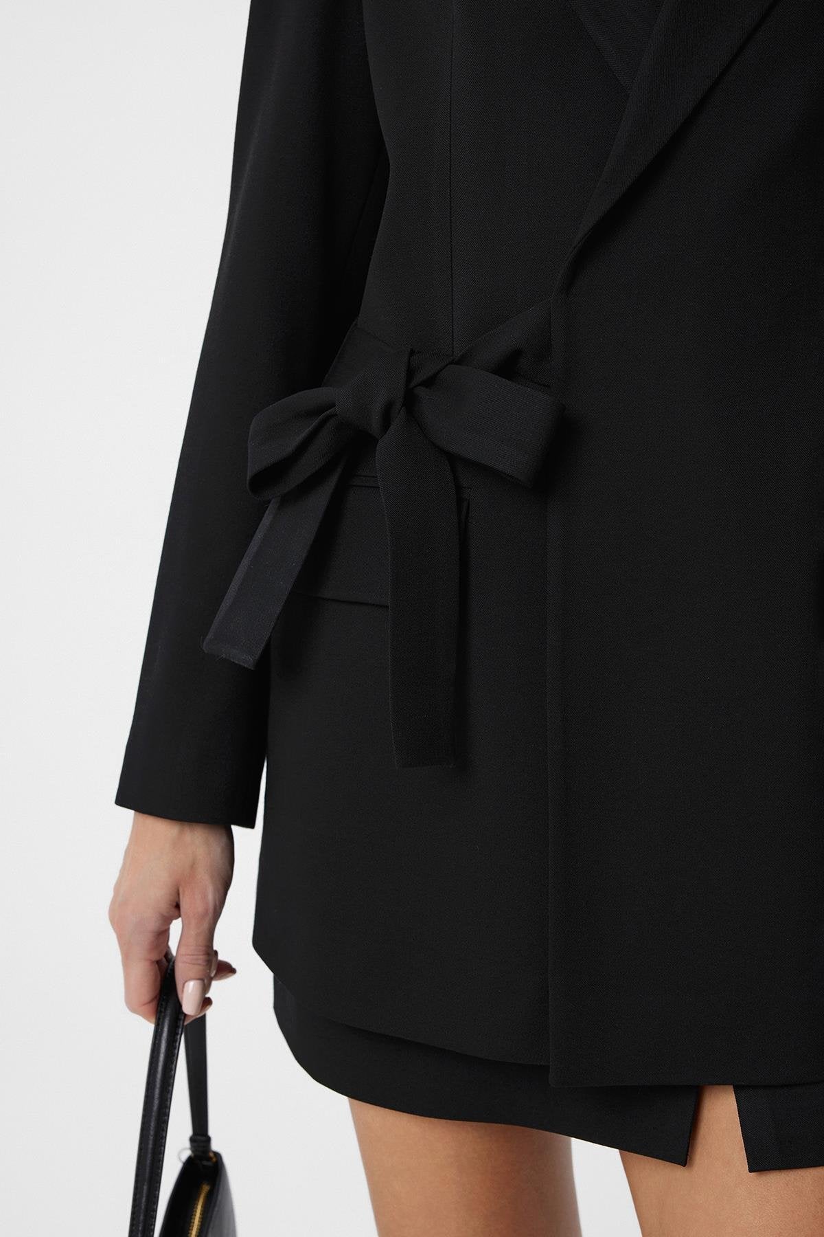 Antioch-Siyah Kuşaklı Kadın Blazer-Blazer Ceket-4-Milagron.com