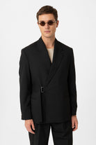 Antioch-Siyah Kuşaklı Relax Fit Erkek Blazer Ceket-Blazer Ceket-1-Milagron.com