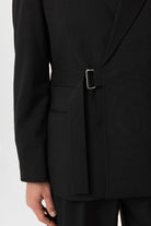 Antioch-Siyah Kuşaklı Relax Fit Erkek Blazer Ceket-Blazer Ceket-3-Milagron.com