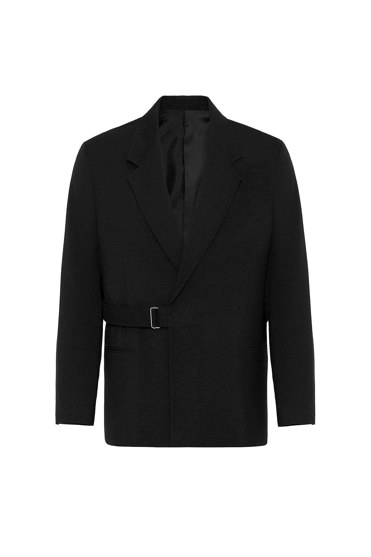 Antioch-Siyah Kuşaklı Relax Fit Erkek Blazer Ceket-Blazer Ceket-6-Milagron.com