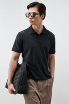 Antioch Siyah Lyocell Karışımlı Polo Yaka Erkek T-Shirt