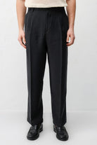 Antioch Siyah Lyocell Relaxed Fit Pileli Erkek Pantolon