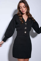 Antioch-Antioch Siyah Metal Düğme Kadın Triko Hırka-Hırka-3-Milagron.com