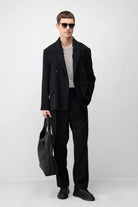 Antioch Siyah Modal Karışımlı Relaxed Fit Erkek Blazer Ceket