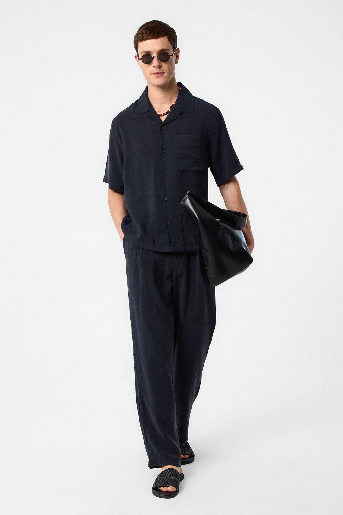 Antioch-Siyah Modal Kumaş Erkek Gömlek-Gömlek-2-Milagron.com