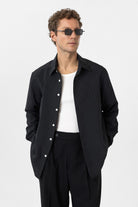 Antioch-Siyah Modal Kumaş Relax Fit Çizgili Erkek Gömlek-Gömlek-1-Milagron.com