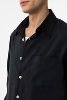 Antioch-Siyah Modal Kumaş Relax Fit Erkek Gömlek-Gömlek-3-Milagron.com