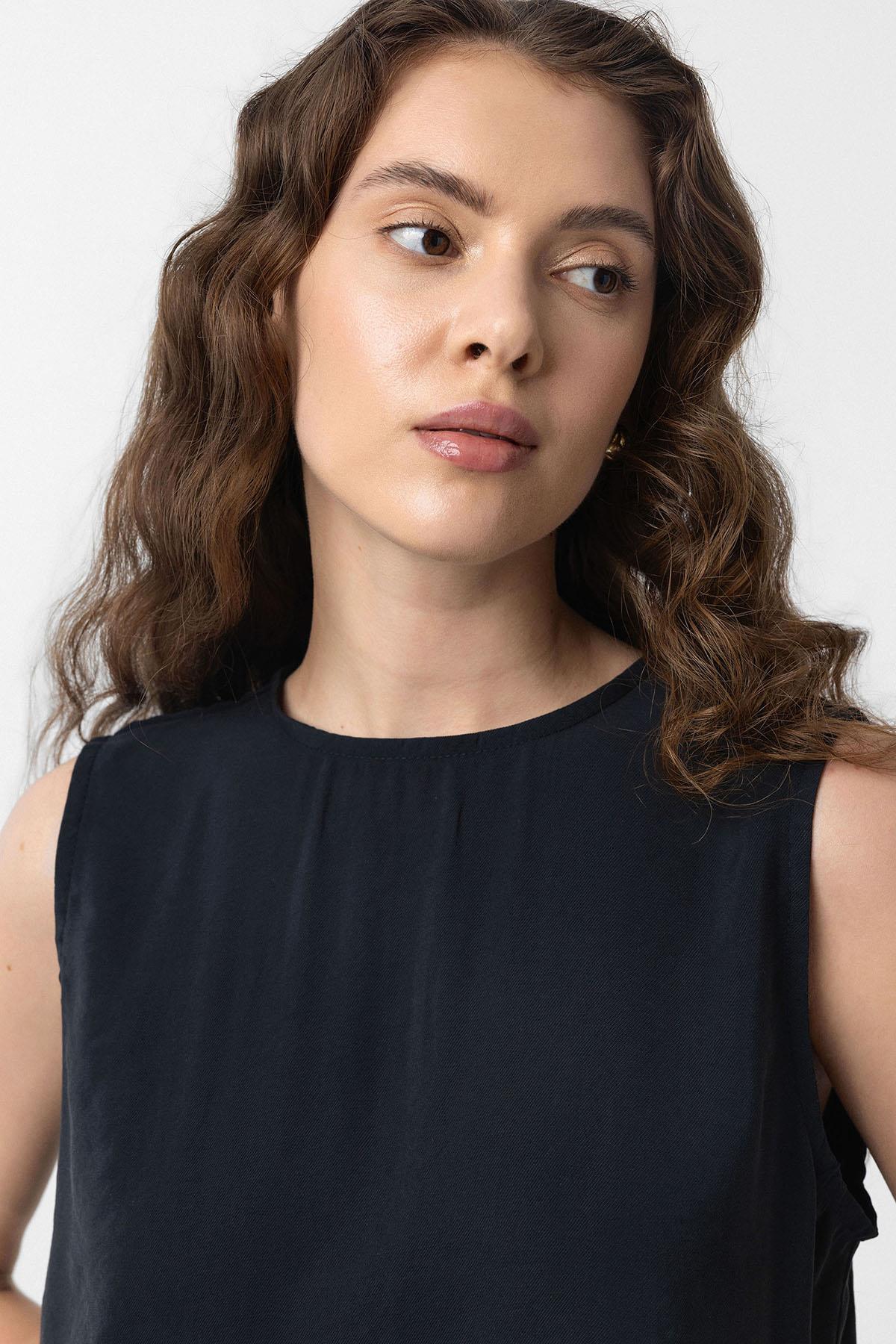 Antioch-Siyah Modal Midi Kadın Elbise-Elbise-3-Milagron.com