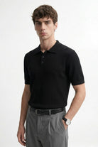 Antioch Siyah Örgü Dokulu Polo Yaka Erkek T-Shirt