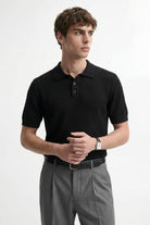 Antioch Siyah Örgü Dokulu Polo Yaka Erkek T-Shirt