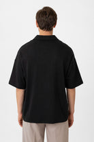 Antioch-Siyah Oversize Polo Yaka Fermuarlı Erkek T Shirt-T-Shirts-5-Milagron.com