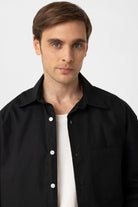 Antioch-Siyah Pamuklu Relaxed Erkek Gömlek-Gömlek-4-Milagron.com