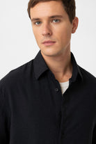 Antioch-Siyah Pamuklu Relaxed Kısa Kollu Erkek Gömlek-Gömlek-4-Milagron.com