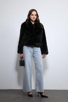 Antioch-Siyah Peluş Görünümlü Mont-Mont-2-Milagron.com