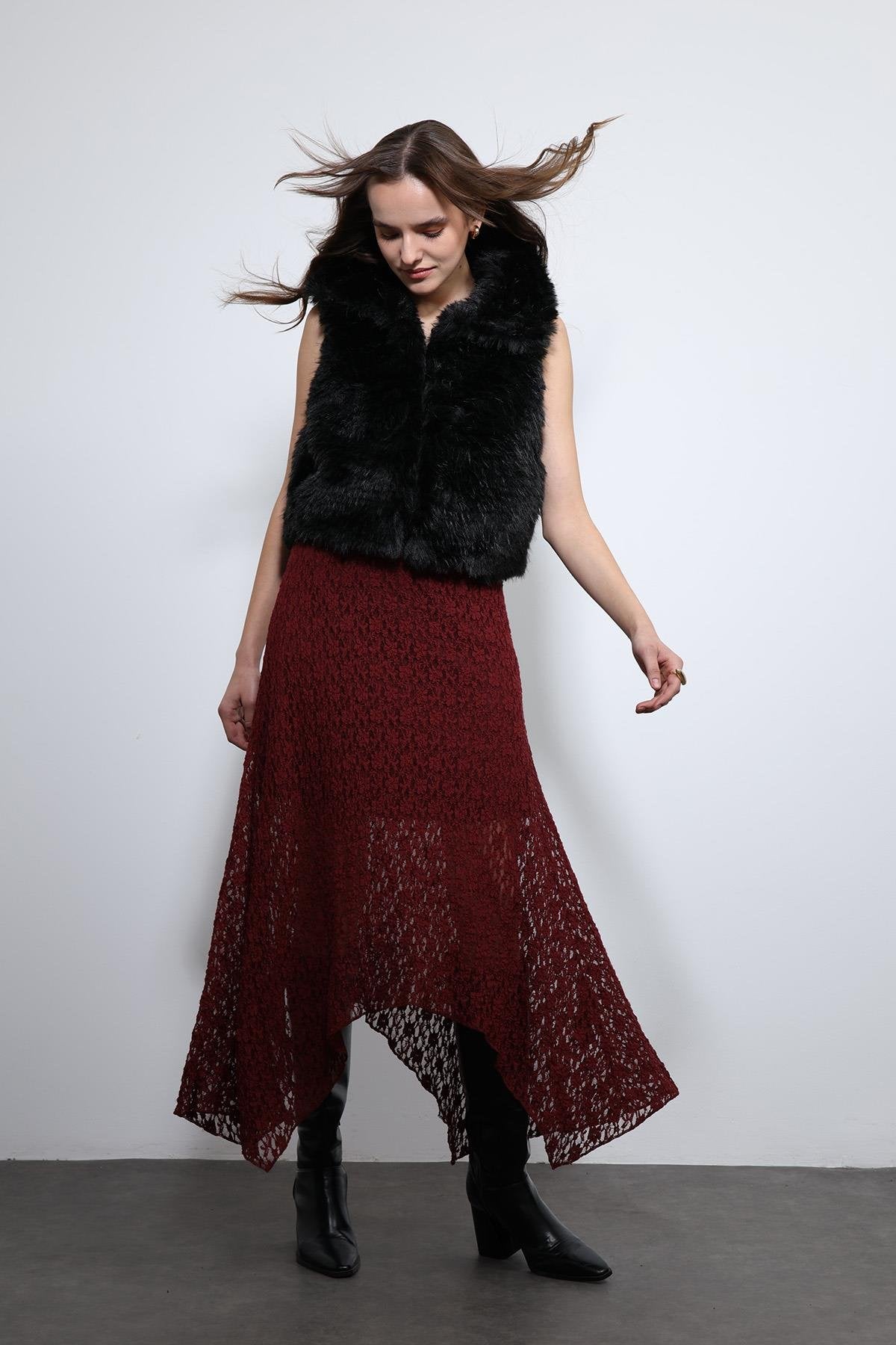 Antioch-Siyah Peluş Görünümlü Yelek-Yelek-3-Milagron.com