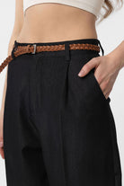 Antioch-Siyah Pensli Kadın Pantolon-Kumaş Pantolon-3-Milagron.com