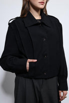 Antioch-Siyah Pile Detaylı Dik Yaka Mont-Mont-4-Milagron.com