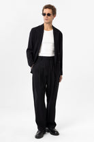 Antioch-Siyah Pileli Baggy Fit Erkek Pantolon-Kumaş Pantolon-3-Milagron.com