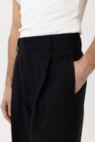 Antioch-Siyah Pileli Baggy Fit Erkek Pantolon-Kumaş Pantolon-4-Milagron.com