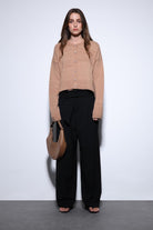 Antioch-Antioch Siyah Pileli Geniş Kadın Pantolon-Kumaş Pantolon-2-Milagron.com