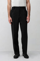 Antioch Siyah Pileli Relaxed Fit Erkek Pantolon