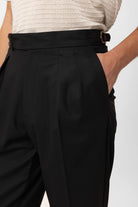 Antioch-Siyah Pileli Yüksek Bel Erkek Pantolon-Kumaş Pantolon-4-Milagron.com