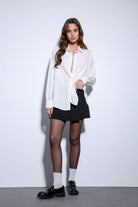 Antioch-Siyah Pileli Zincir Detaylı şort Etek-Etek-1-Milagron.com