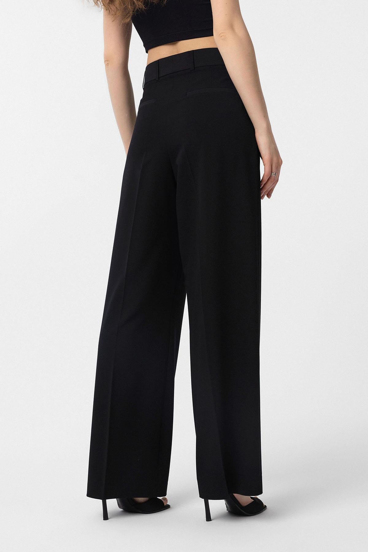 Antioch-Siyah Pilili Kadın Pantolon-Kumaş Pantolon-5-Milagron.com