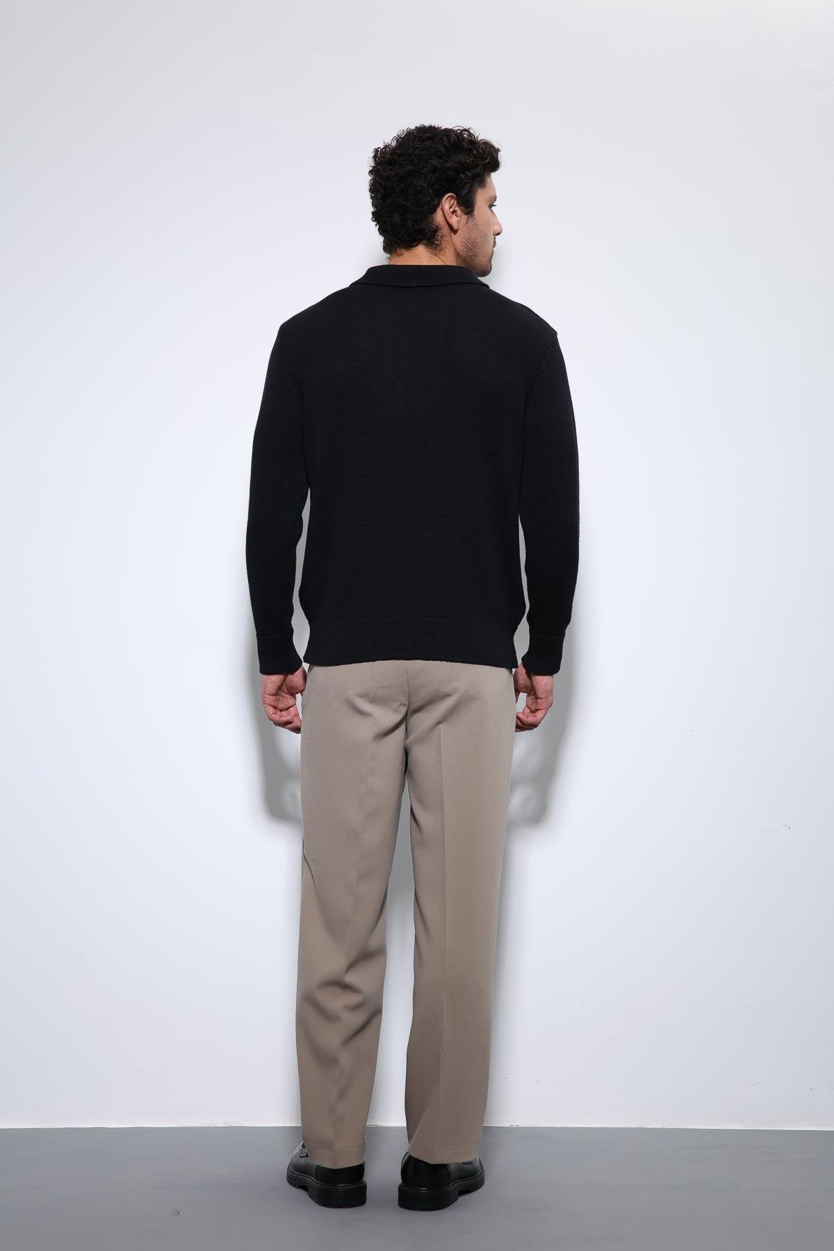 Antioch-Siyah Polo Yaka Basic Erkek Kazak-Kazak-6-Milagron.com