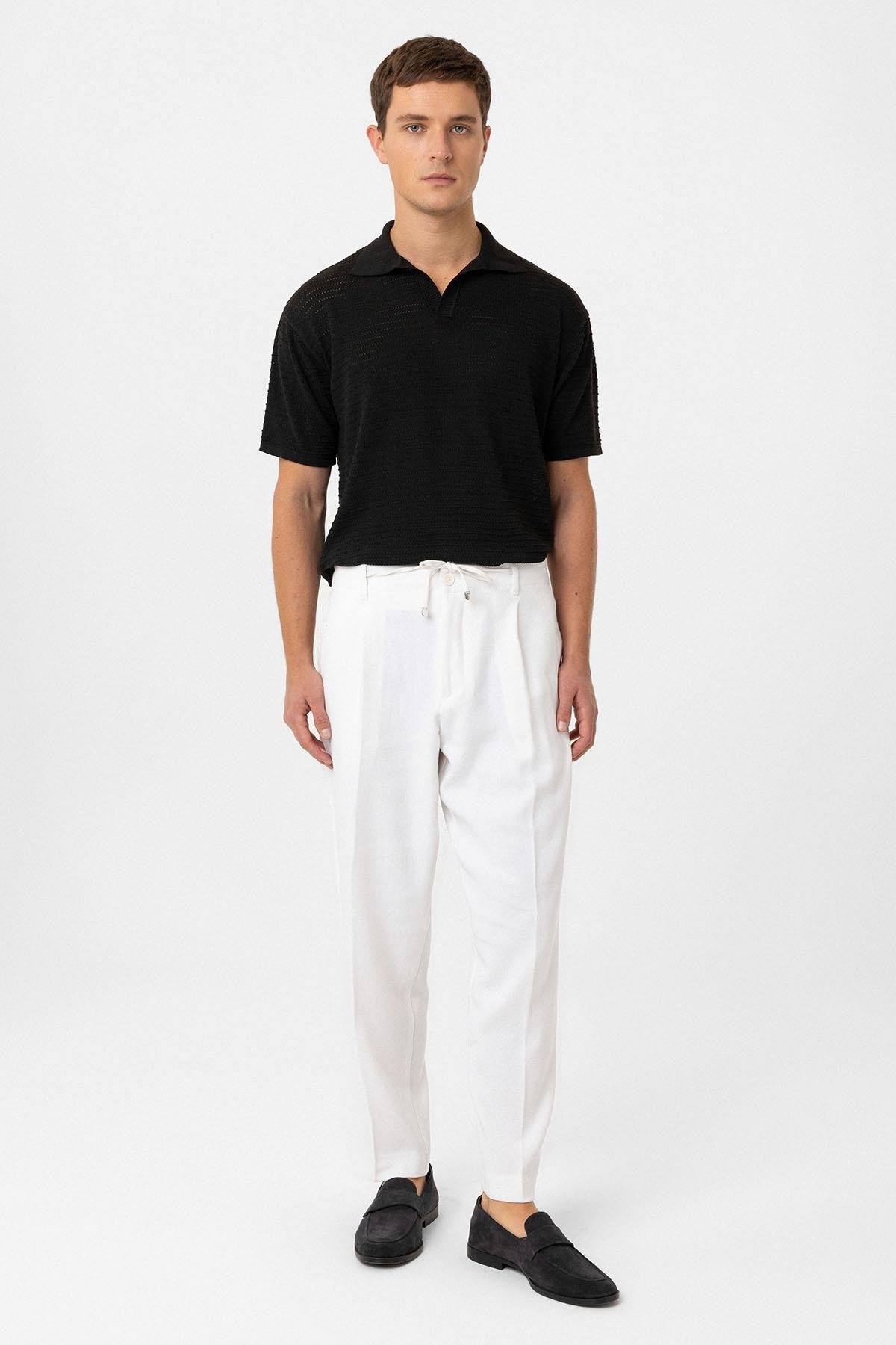 Antioch-Siyah Polo Yaka Dokulu Erkek Triko T Shirt-T-Shirts-2-Milagron.com