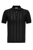 Antioch-Siyah Polo Yaka Fermuarlı Örme Erkek T Shirt-T-Shirts-5-Milagron.com