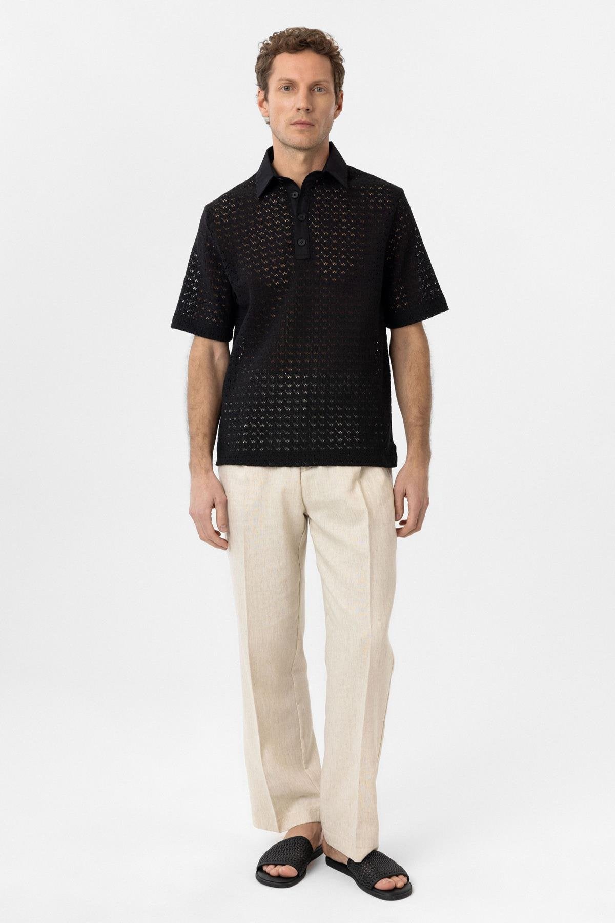 Antioch-Siyah Polo Yaka örgü Erkek T Shirt-T-Shirts-3-Milagron.com