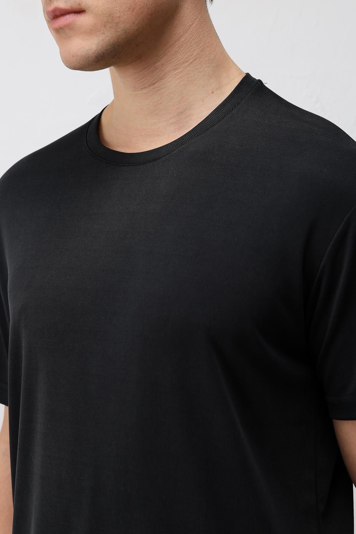 Antioch Siyah Premium Dokulu Erkek T-Shirt